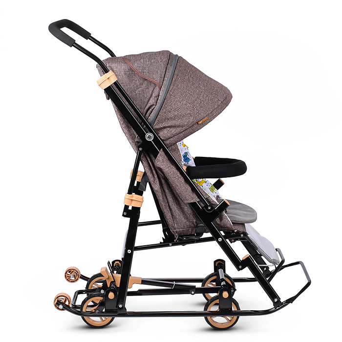 Санки-коляска "Glory gloss" (лён коричневый крупный) 