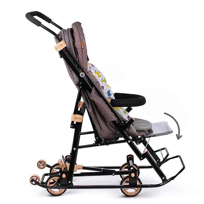 Санки-коляска "Glory gloss" (лён коричневый крупный) 