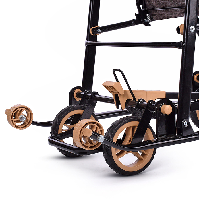 Санки-коляска "Glory gloss" (лён коричневый крупный) 