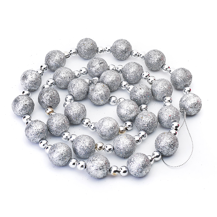 Новогоднее украшение S1763 "Бусы" шарики 120см (серебро)