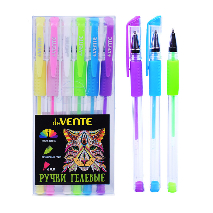 Набор ручек гелевых "Moonlight" 6 цветов, пастель с эффектом Highlighter, для рисования на