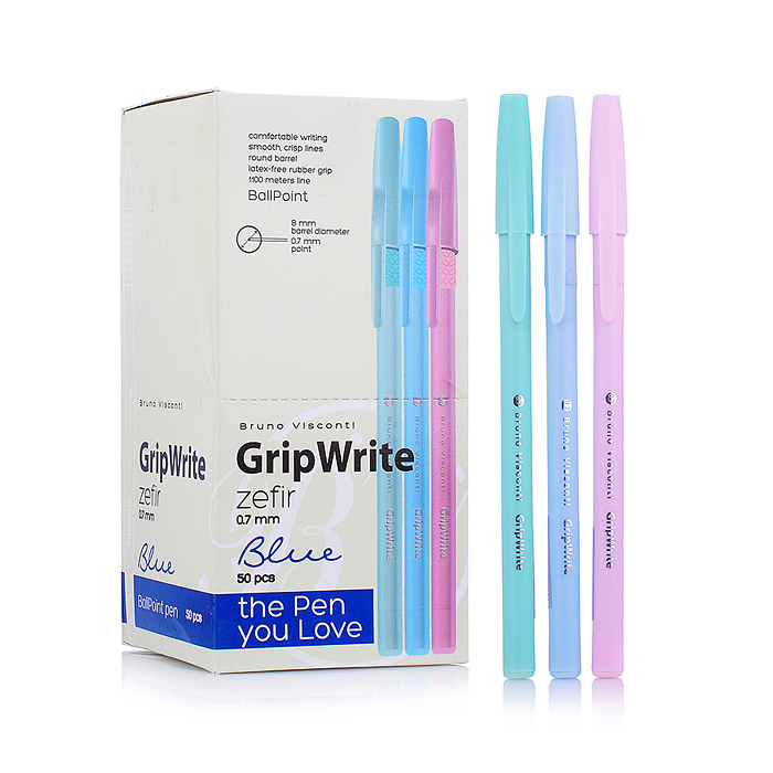 Ручка "GripWrite Zefir" шариковая 0.7 мм, синяя (3 цвета)
