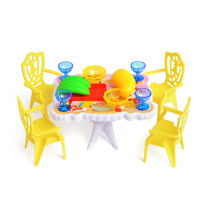 Фото к товару Набор мебели 77-9C "Обеденный стол" 14 предметов, под колпаком Набор мебели 77-9C "Обеденный стол" 14 предметов, под колпаком