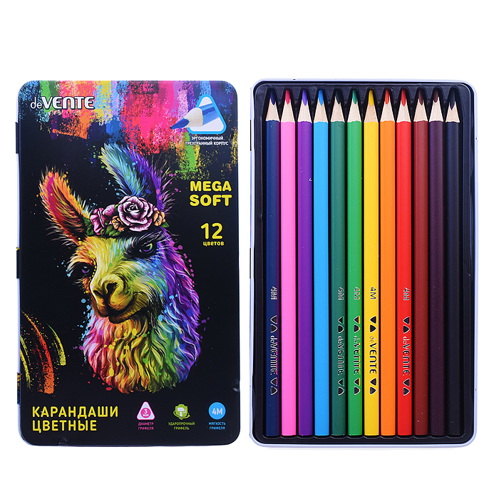 Карандаши цветные "Triolino Ultra 4М" 12 цветов, 4М, диаметр грифеля 3 мм, трехгранные, в п