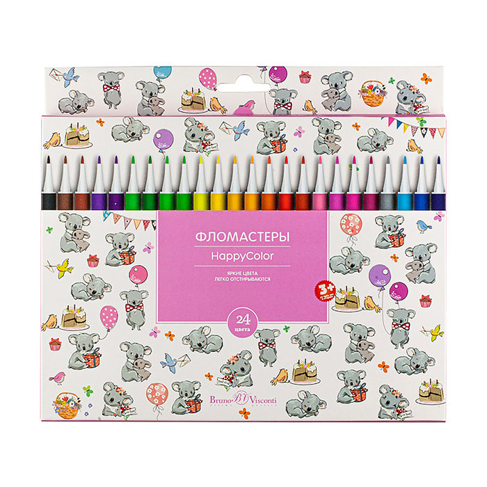Фломастеры "Happycolor" 24 цв. 4 вида Фломастеры "Happycolor" 24 цв. 4 вида