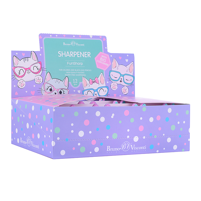 Фото к товару Точилка с контейнером, 1 отверстие "Funsharp. розовый котик", 2 цвета Точилка с контейнером, 1 отверстие "Funsharp. розовый котик", 2 цвета