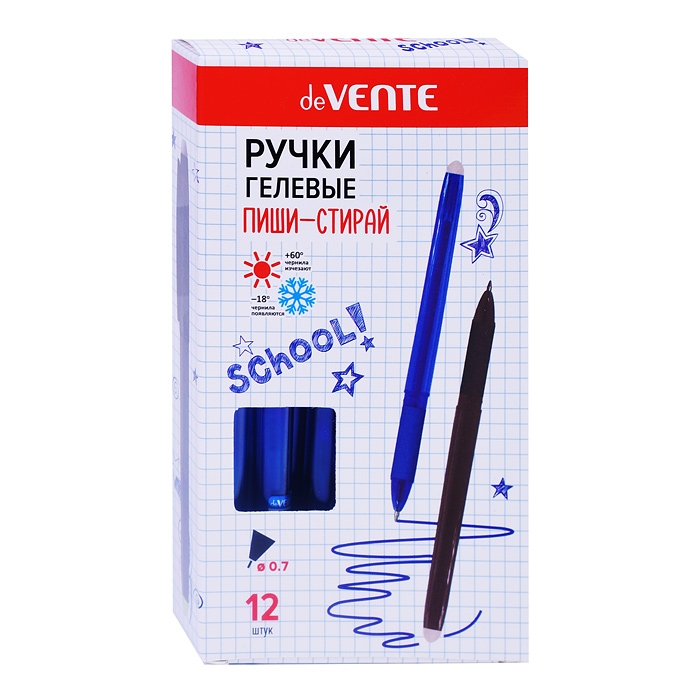 Ручка гелевая стираемая "Edit" d=0,7 мм, полупрозрачный синий корпус, с каучуковым держател