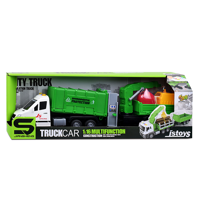 Машина JS157A "Мусоровоз" на батарейках, в коробке
