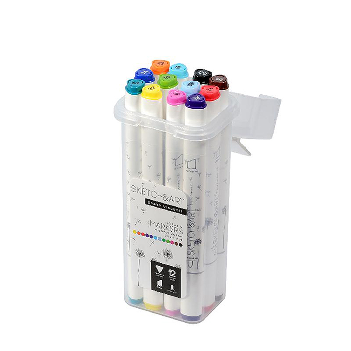 Фото к товару Набор двусторонних скетч-маркеров "Sketch&Art. базовый", 12 цв. в пластиковом пенале Набор двусторонних скетч-маркеров "Sketch&Art. базовый", 12 цв. в пластиковом пенале