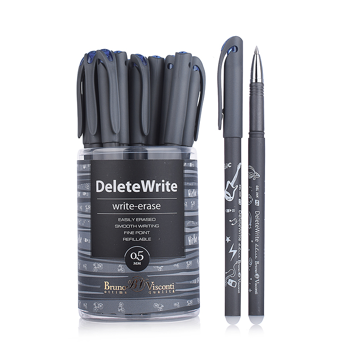 Ручка "DeleteWrite Art. Boys" со стираемыми чернилами 0.5 мм, синяя (серый корпус,4 вида)