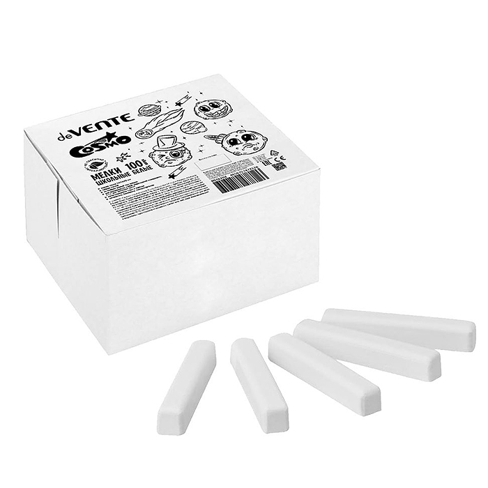 Мелки школьные "Cosmo" прямоугольные белые 100 шт в картонной коробке Мелки школьные "Cosmo" прямоугольные белые 100 шт в картонной коробке