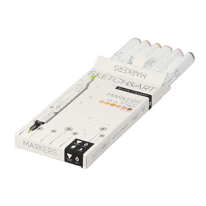 Фото к товару Набор двусторонних скетч-маркеров "Sketch&Art. Портрет", 6 цв Набор двусторонних скетч-маркеров "Sketch&Art. Портрет", 6 цв