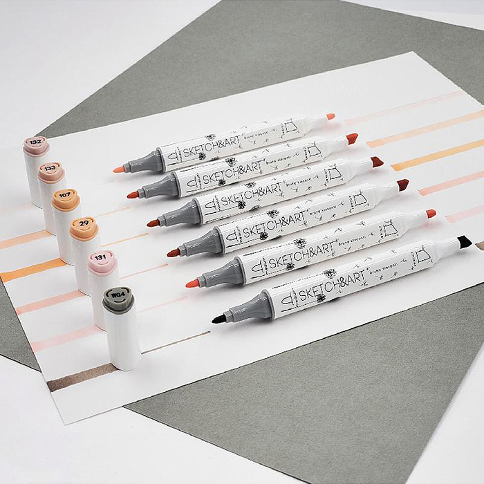 Фото к товару Набор двусторонних скетч-маркеров "Sketch&Art. Портрет", 6 цв Набор двусторонних скетч-маркеров "Sketch&Art. Портрет", 6 цв