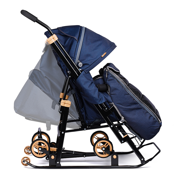 Санки-коляска "Glory gloss" (лён тёмно-синий) 