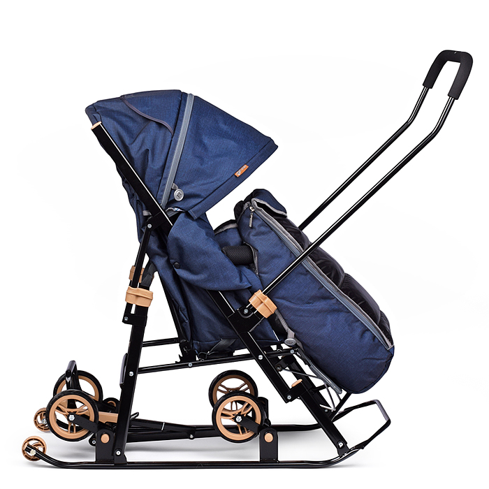 Санки-коляска "Glory gloss" (лён тёмно-синий) 