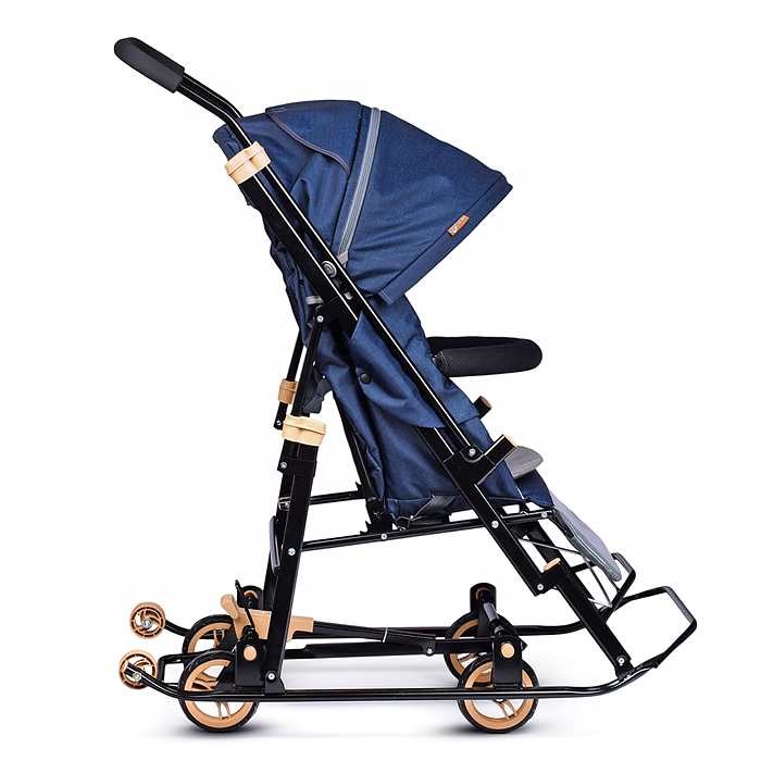Санки-коляска "Glory gloss" (лён тёмно-синий) 