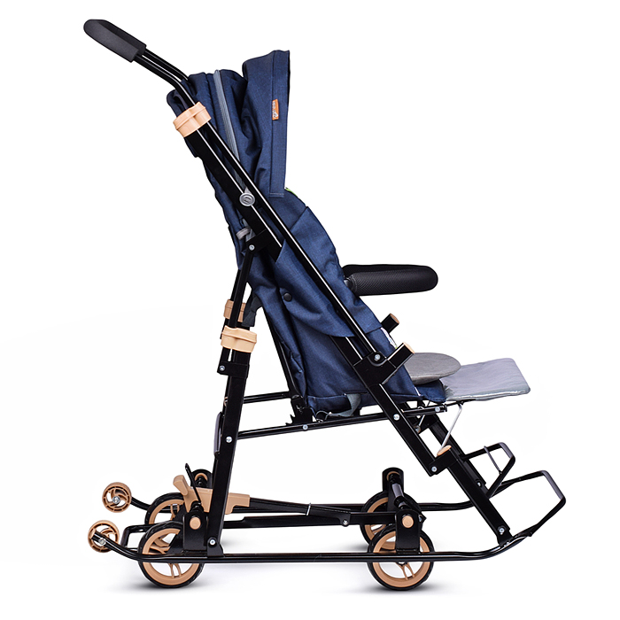 Санки-коляска "Glory gloss" (лён тёмно-синий) 
