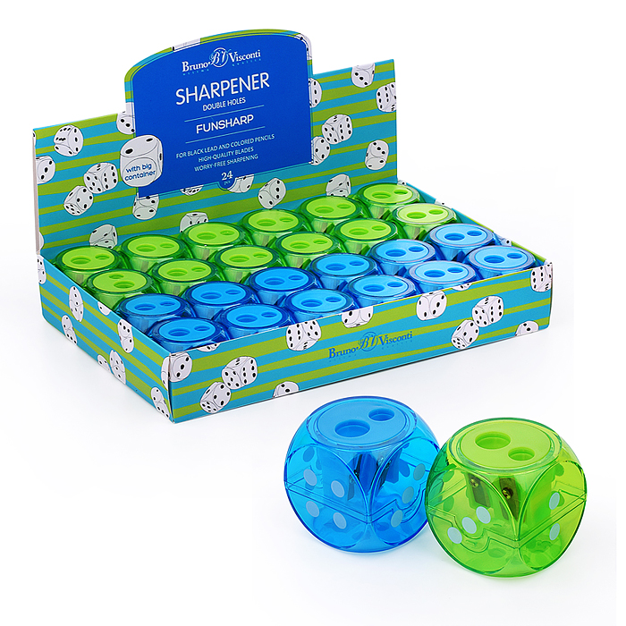 Точилка с контейнером "Funsharp. Кубик", 2 отверстия, 2 цвета