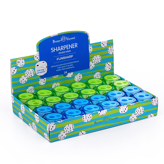 Фото к товару Точилка с контейнером "Funsharp. Кубик", 2 отверстия, 2 цвета Точилка с контейнером "Funsharp. Кубик", 2 отверстия, 2 цвета