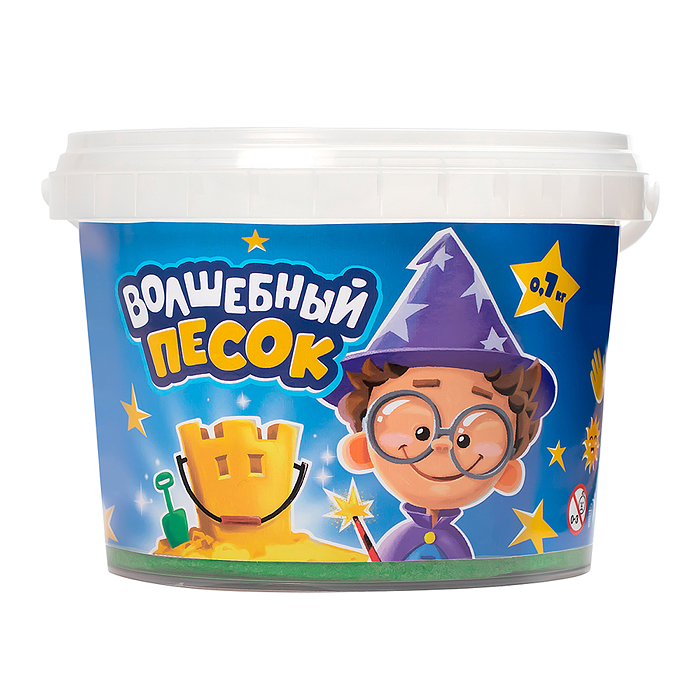 Кинетический песок "Волшебный песок" 2400 гр., ведерко, зеленый