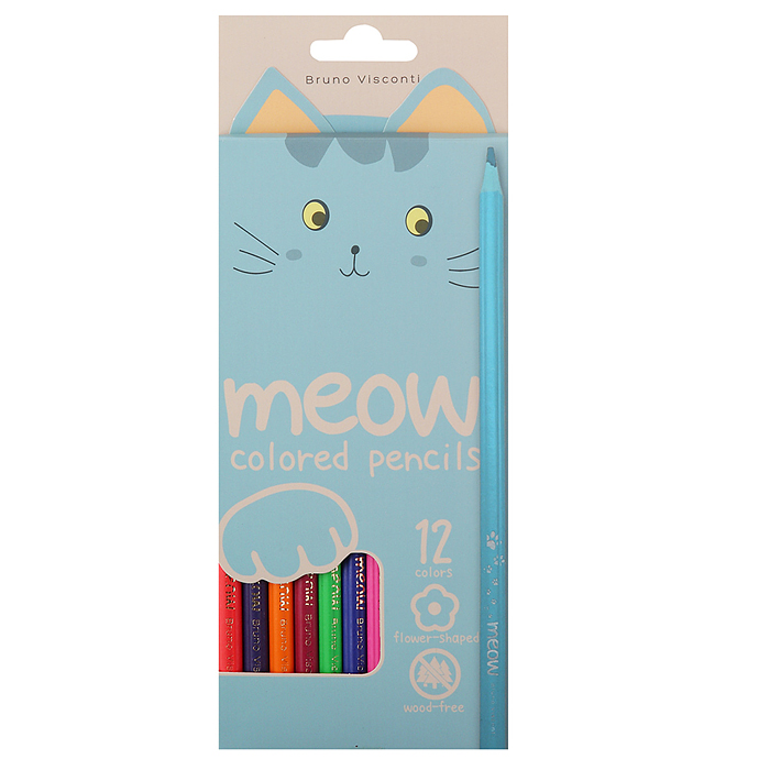 Карандаши цветные пластиковые "Meow", 12 цветов Карандаши цветные пластиковые "Meow", 12 цветов