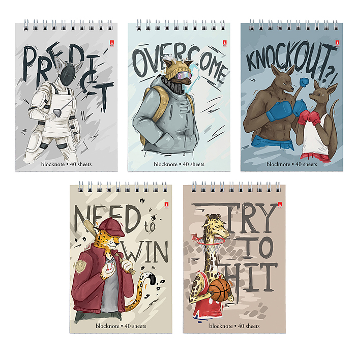 Блокнот А6 40 л. "на спорте" 5 видов,клетка, пружина сверху Блокнот А6 40 л. "на спорте" 5 видов,клетка, пружина сверху