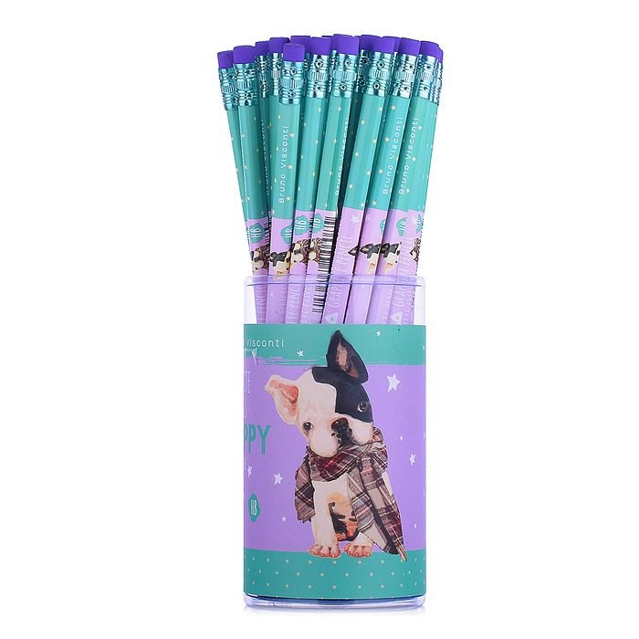 Карандаш чернографитовый с ластиком "Kids Color. Бульдог" HB (пластиковый корпус)