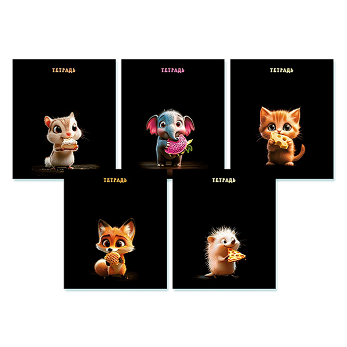 Тетрадь 48л. клетка, по сериям, выб. УФлак "Малыши на черном"