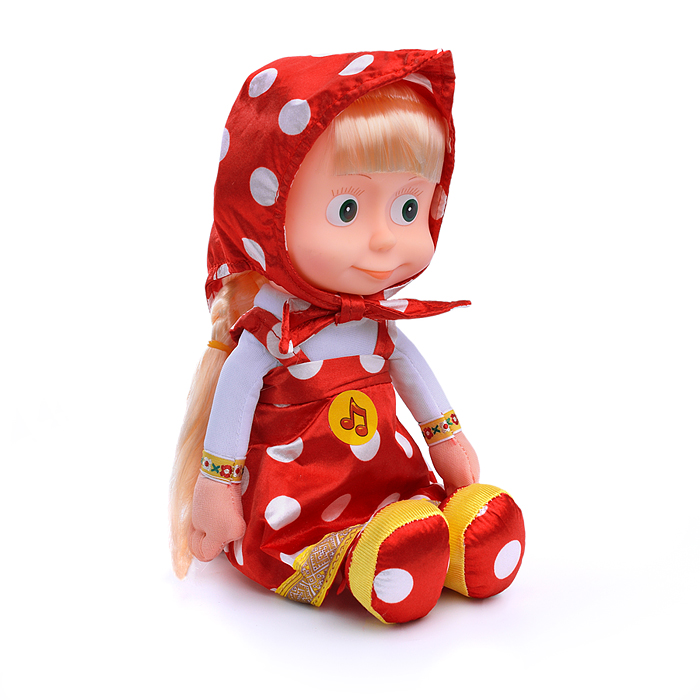 Маша "Маша и медведь" в красном плат, 29 см, озвуч, в пакете Маша "Маша и медведь" в красном плат, 29 см, озвуч, в пакете