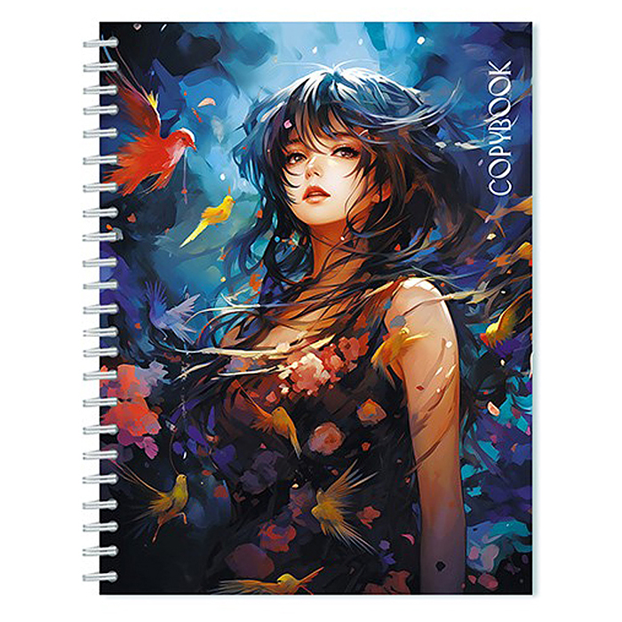 Тетрадь 48л. А5 "Сказочная девушка" блестки, на гребне 