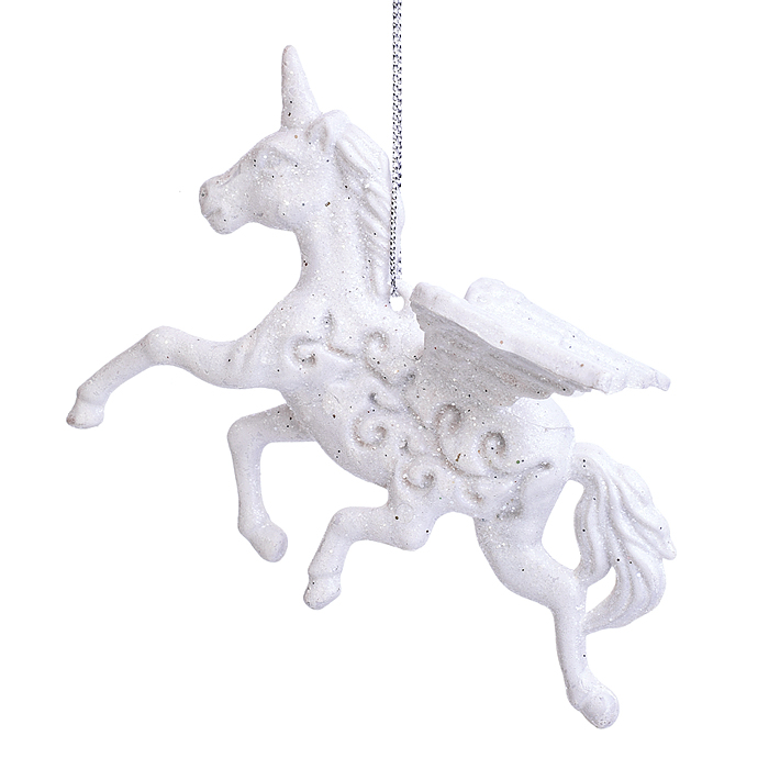 Новогоднее украшение S2565 "Белый единорог" (11см)