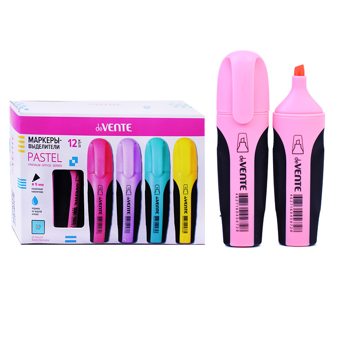 Маркер-выделитель "Pastel" плоский корпус, ширина линии 1-5 мм, пастельный розовый