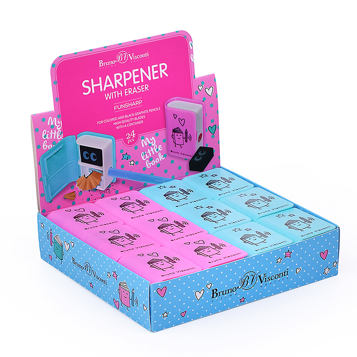 Фото к товару Точилка с контейнером и ластиком "Funsharp. Книга", 1 отверстие (2 вида) Точилка с контейнером и ластиком "Funsharp. Книга", 1 отверстие (2 вида)