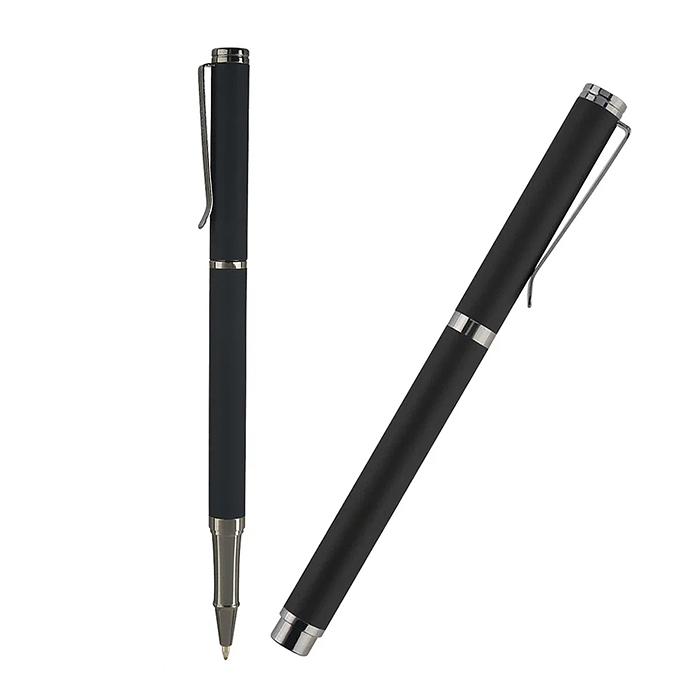 Ручка "Venezia Pragmatico" в картотнном тубусе, 1,0 мм, синяя (корпус черный, футляр черный)