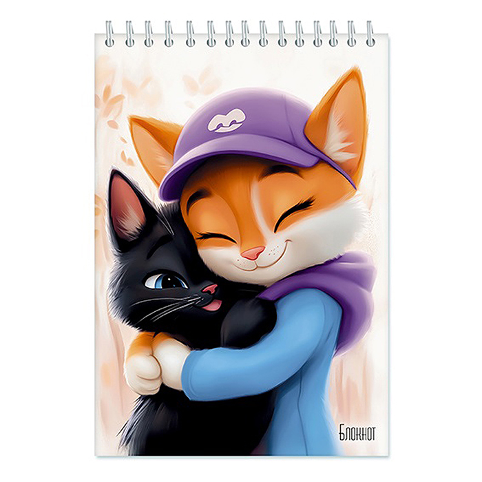 Блокнот 48л. клетка А5 на гребне, обл. лам. карт "Обнимашки"