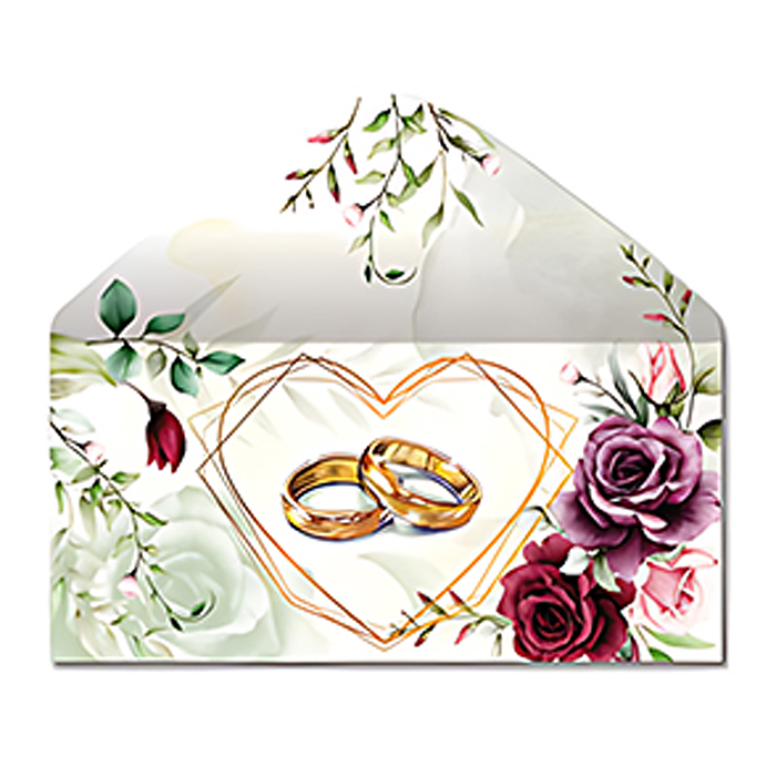 Конверт для денег на склейке "Без текста" (обручальные кольца, золотая фольга)