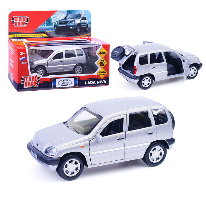 Машина металл LADA NIVA 12 см, (двери, багаж, серебристый) инерц, в коробке