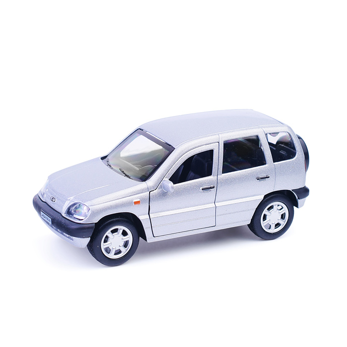 Машина металл LADA NIVA 12 см, (двери, багаж, серебристый) инерц, в коробке