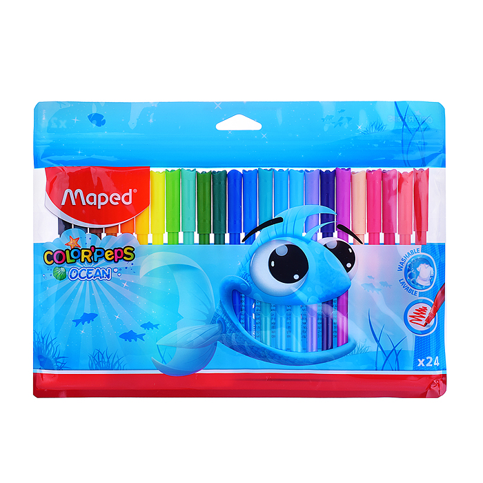Фломастеры с заблокированным пишущим узлом "Сolor'peps ocean" - супер смываемые Фломастеры с заблокированным пишущим узлом "Сolor'peps ocean" - супер смываемые
