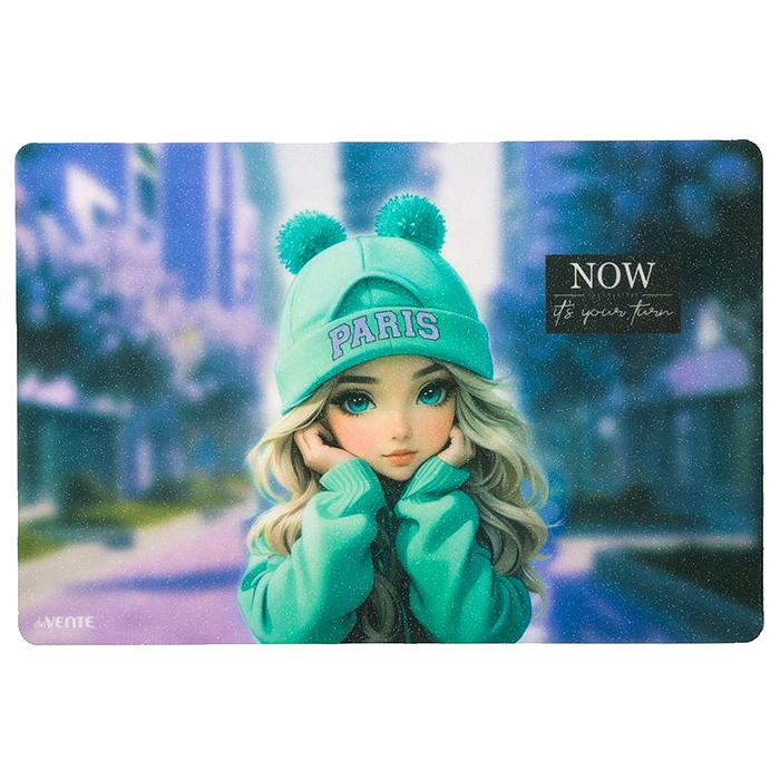Накладка на стол "Paris Girl" 43x29 см, пластиковая 500 мкм, матовая полупрозрачная, 