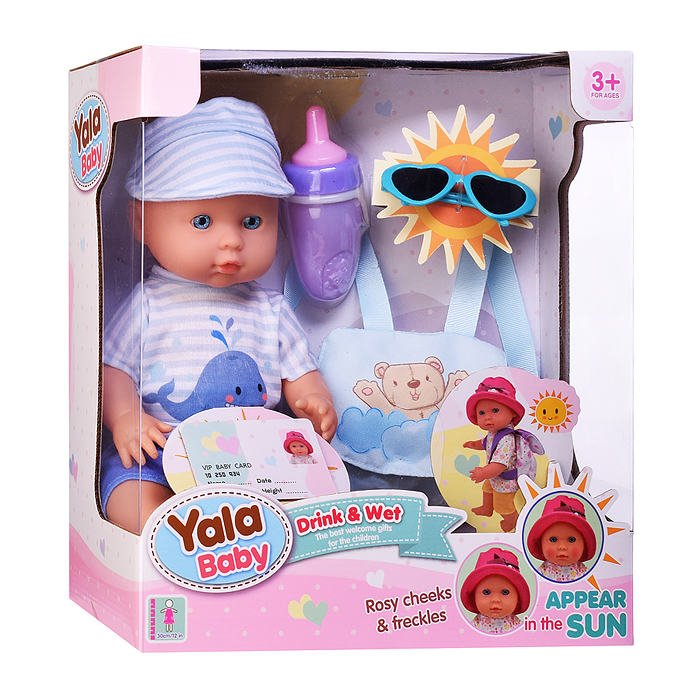 Пупс YL2430A-C "Антошка" (пьет, писает, веснушки) с аксессуарами, в коробке