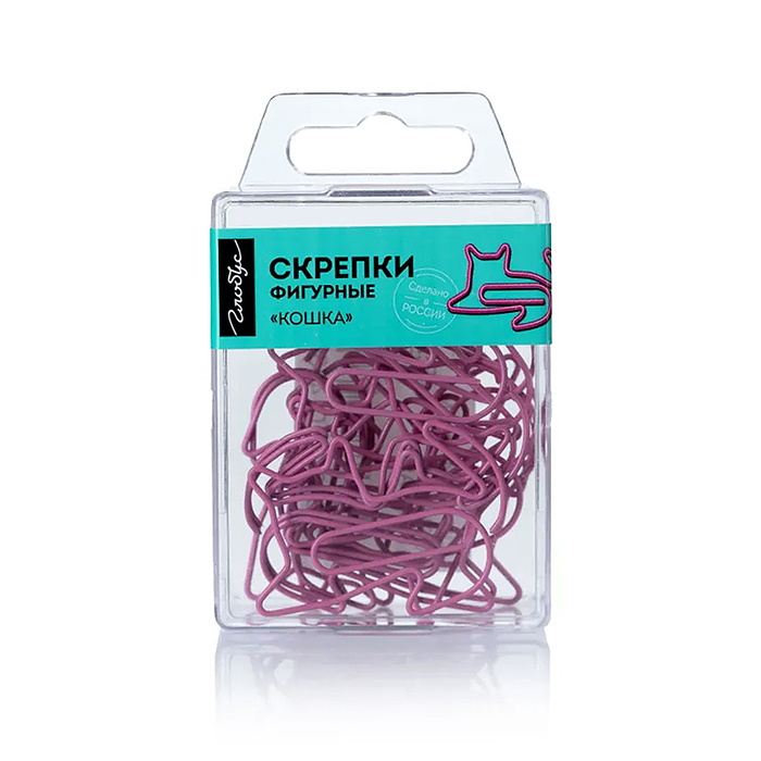 Фото к товару Скрепки фигурные кошка L45 мм 12 шт., пластик. коробка, европодвес, розовые Скрепки фигурные кошка L45 мм 12 шт., пластик. коробка, европодвес, розовые