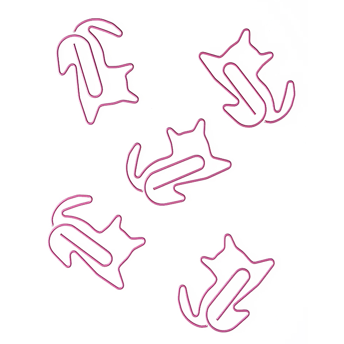 Фото к товару Скрепки фигурные кошка L45 мм 12 шт., пластик. коробка, европодвес, розовые Скрепки фигурные кошка L45 мм 12 шт., пластик. коробка, европодвес, розовые