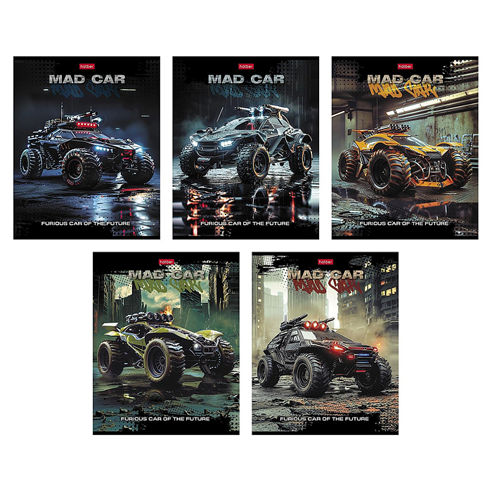 Тетрадь 48л. клетка "Mad Car" А5 на скобе