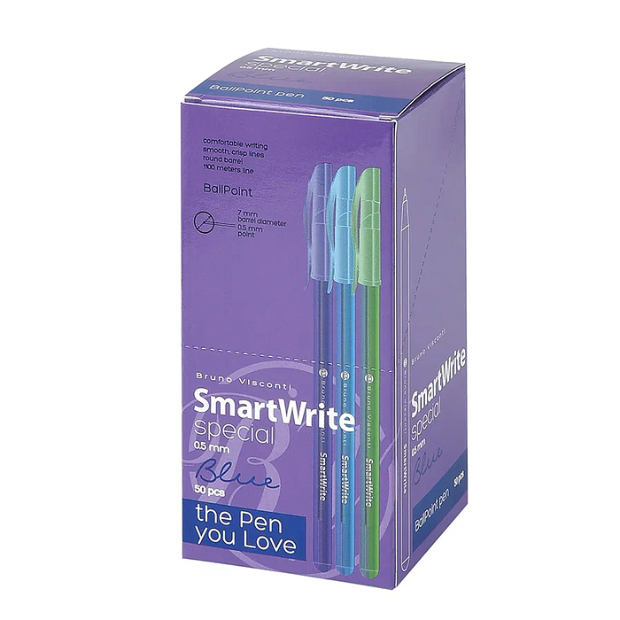 Фото к товару Ручка "SmartWrite Special" шариковая 0.5 мм, синяя (3 цвета) Ручка "SmartWrite Special" шариковая 0.5 мм, синяя (3 цвета)