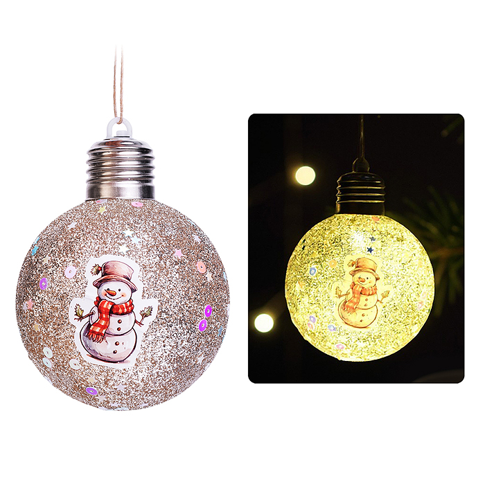 Новогоднее украшение S2599 "Снеговичок" светящийся (8см)