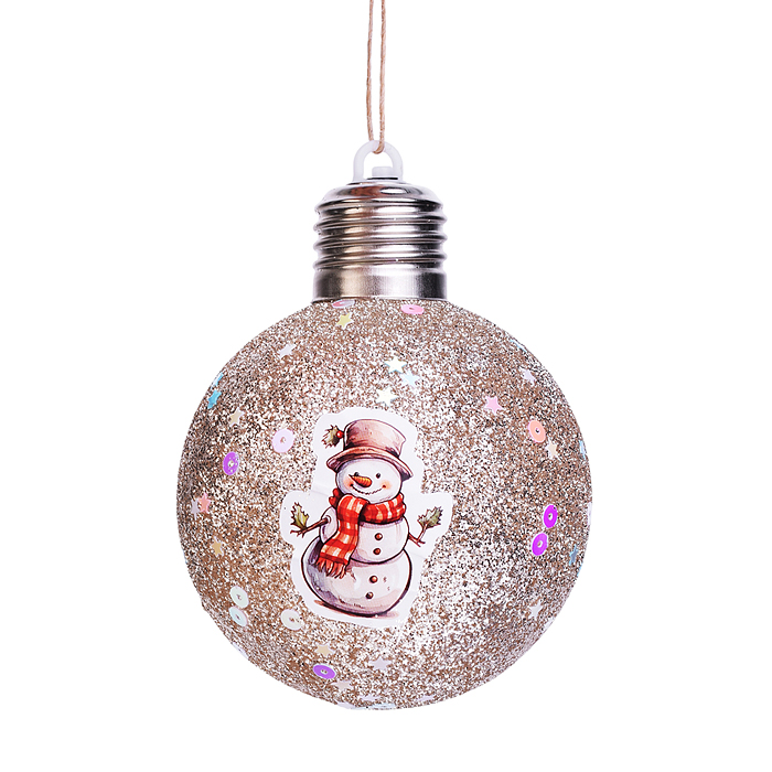 Новогоднее украшение S2599 "Снеговичок" светящийся (8см)