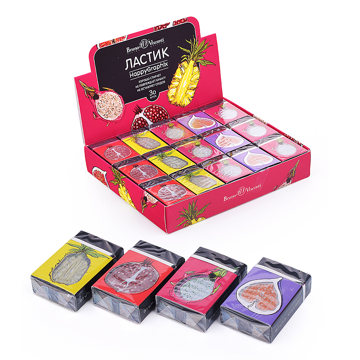 Ластик "HappyGraphix. Juicy life", 4 цвета