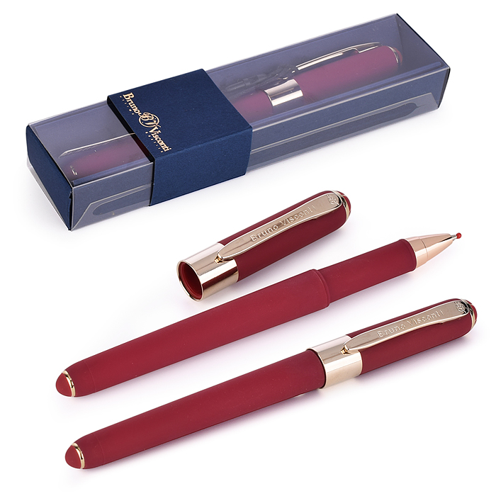 Ручка в футляре "Monaco" шариковая 0.5 мм, синяя (бордовый корпус, синяя коробка)