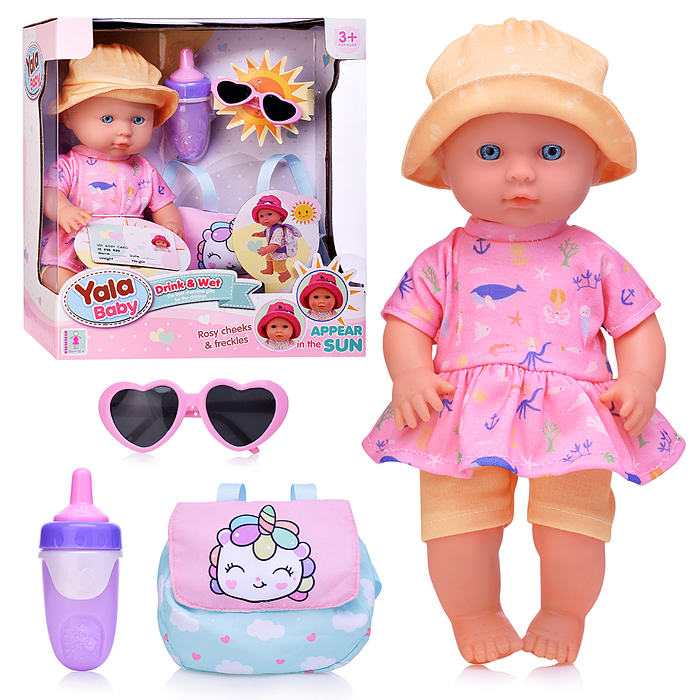 Пупс YL2430A-B "Катюша" (пьет, писает, веснушки) с аксессуарами, в коробке